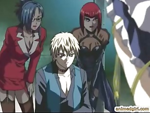 Chained hentai maid gets shoved speculum into her virgin pussy