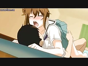 Cute hentai girl rides long phallus