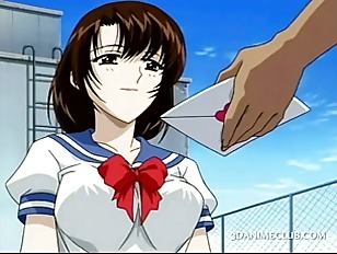 Hentai  sex slave in ropes pussy drilled hard in group
