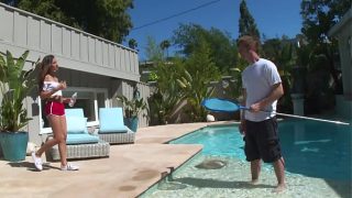 Petite Teen Nina North Fucks The Pool Man While Mums Isn’t Watching